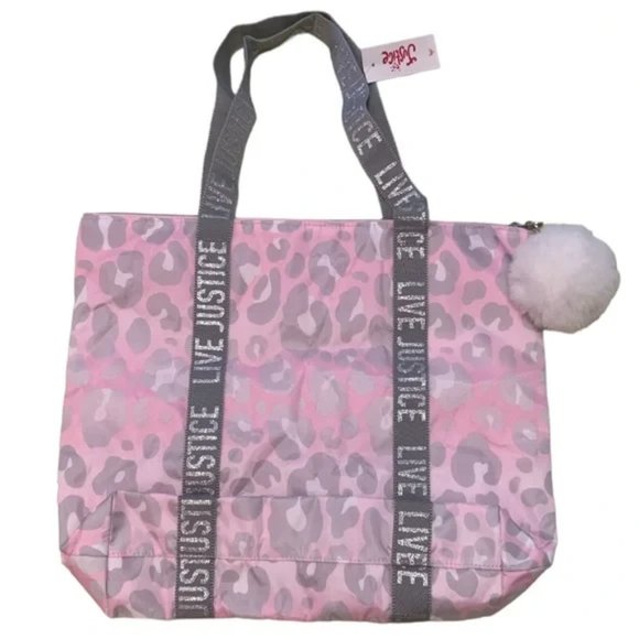 Justice Girls Pink White Cheetah Print Barbiecore Barbie Inspired Tote Bag - Picture 6 of 6